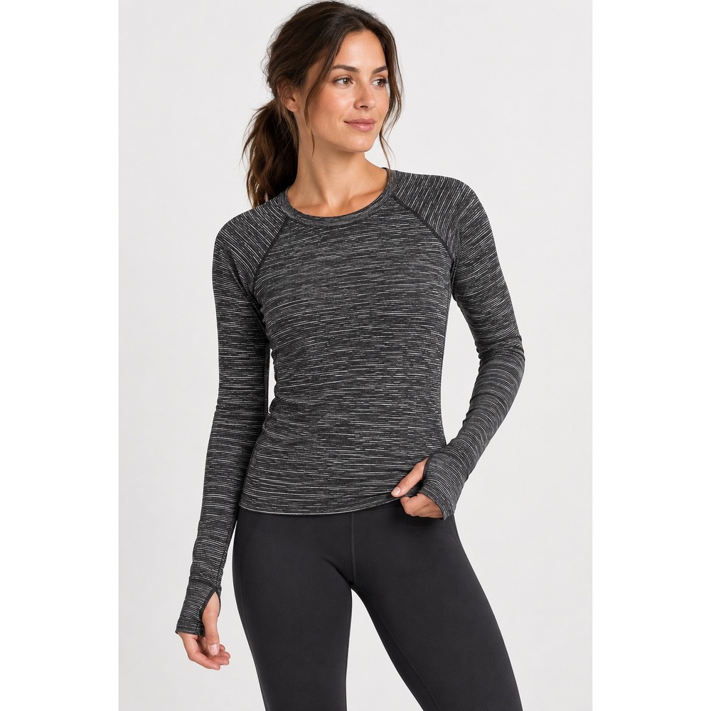Lululemon Women Swiftly Tech Long Sleeve Shirt Small Black White Space Dye Run
